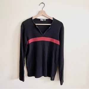 Armani Exchange Men Long Sleeve V Neck Black Sweater Pullover Cotton Size M